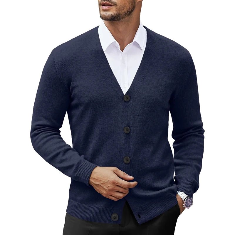 Men's V Neck Cardigan Sweat coats Casual Lightweight Button Down Knitted Cardigan Sweater Outdoor Streetwear - PratSN