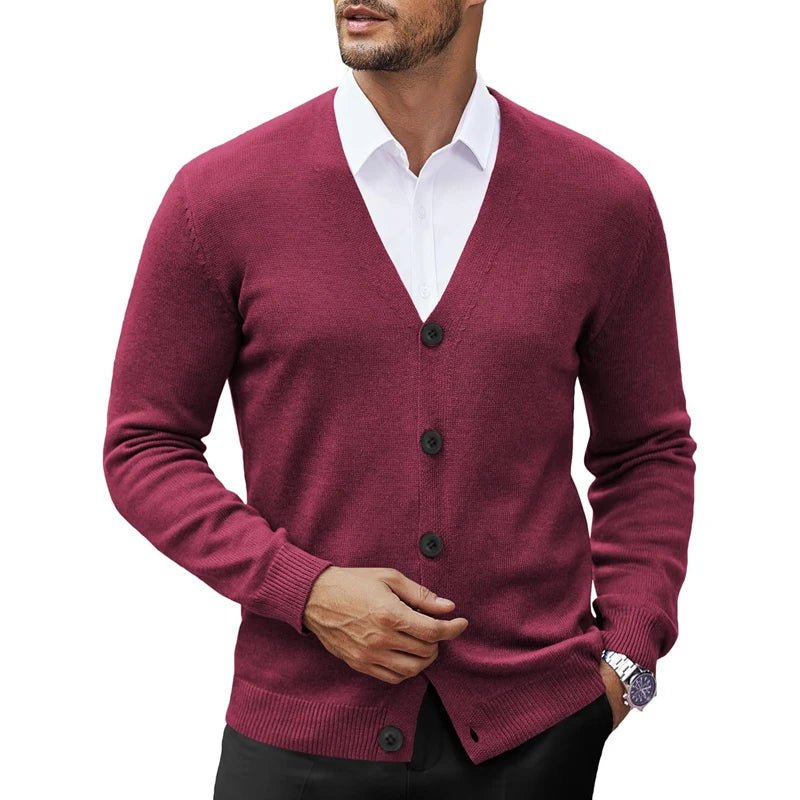 Men's V Neck Cardigan Sweat coats Casual Lightweight Button Down Knitted Cardigan Sweater Outdoor Streetwear - PratSN