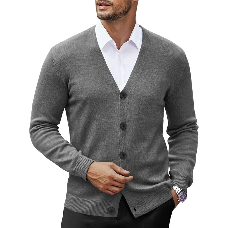 Men's V Neck Cardigan Sweat coats Casual Lightweight Button Down Knitted Cardigan Sweater Outdoor Streetwear - PratSN