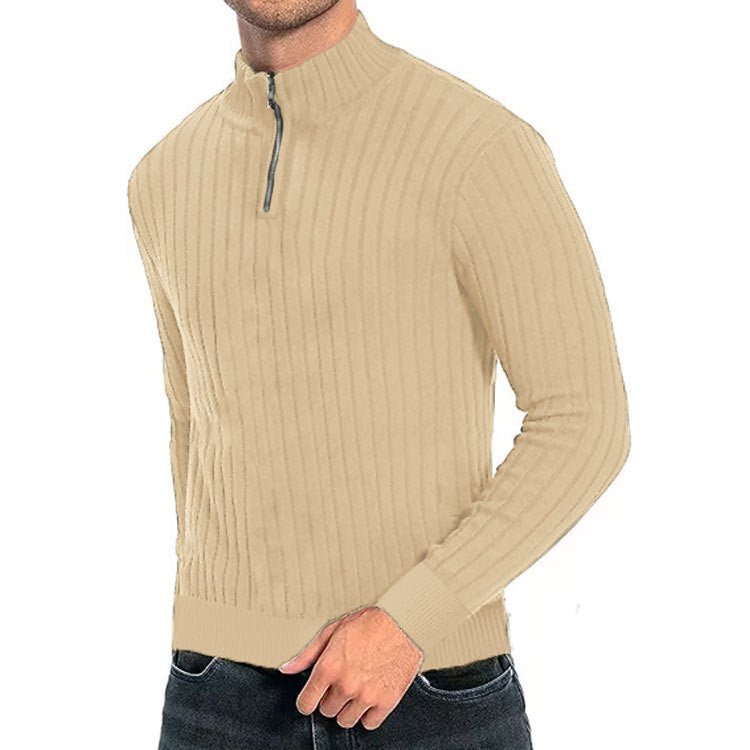 Men's Winter Pullover Half - high Collar Zip Sweater - PratSN
