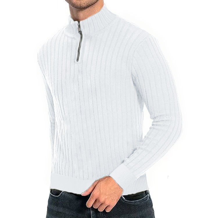 Men's Winter Pullover Half - high Collar Zip Sweater - PratSN