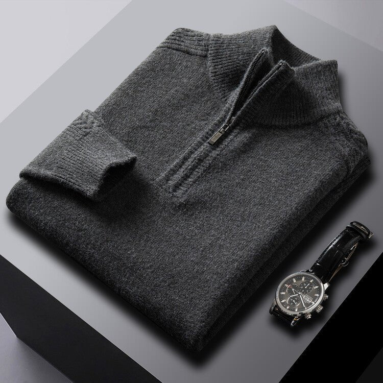 Men's Zipper High Neck Thickened Woolen Sweater - PratSN
