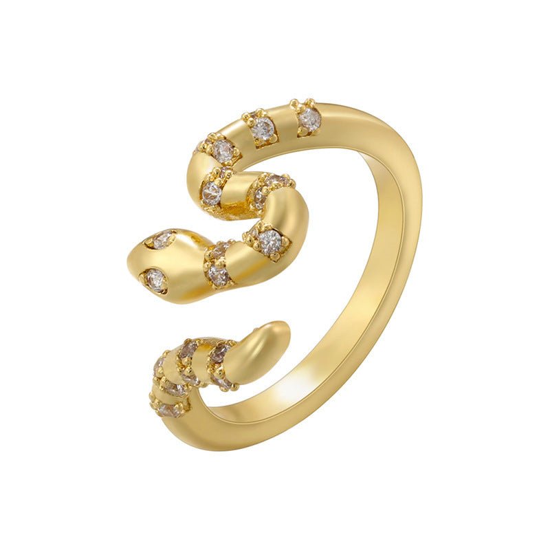 Micro Inlay Colorful Crystals Snake Ring - PratSN