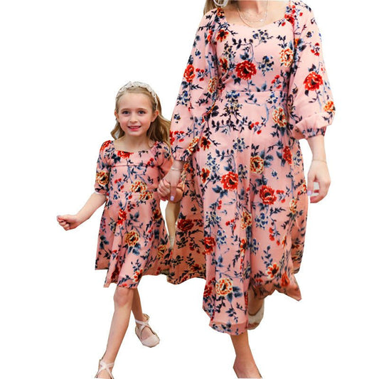 Mother And Daughter Floral Print Dress - PratSN