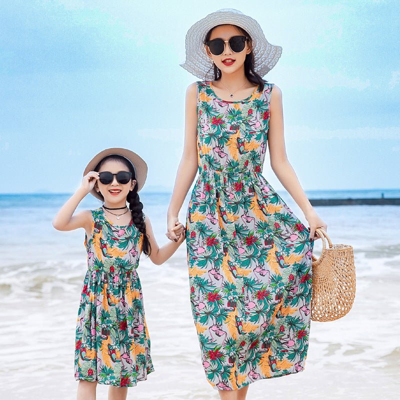 Mother And Daughter Vacation Beach Vest Long Skirt - PratSN