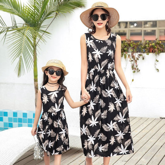 Mother And Daughter Vacation Beach Vest Long Skirt - PratSN