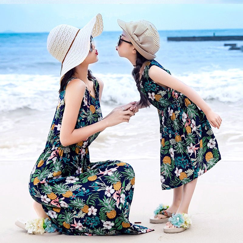 Mother And Daughter Vacation Beach Vest Long Skirt - PratSN