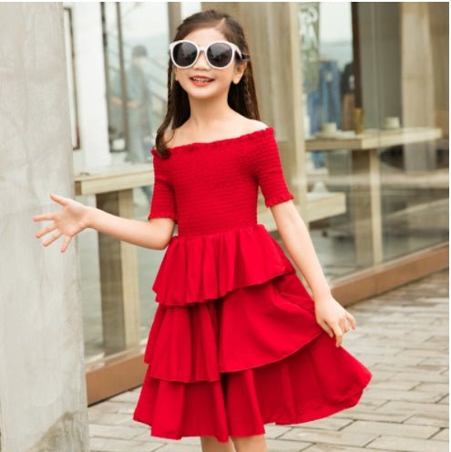 Mother - daughter Matching Outfit Western Style Summer Red Dress - PratSN