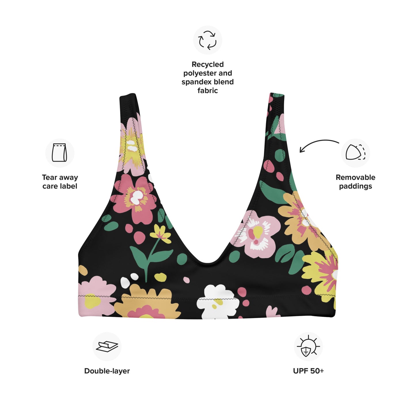 Multicolor Floral Bikini Top for Women | Beach Dress for Beach Babes | Removable Padding - PratSN