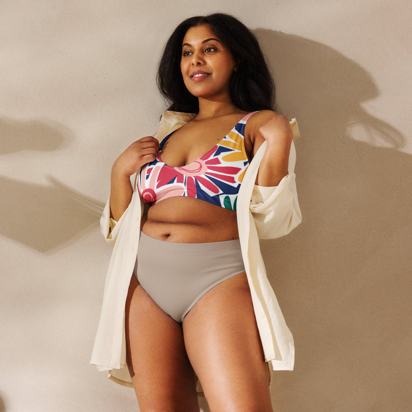 Multicolor Floral Padded Bikini Top & Beach Dress | Swimsuit Top for Beach Lovers - PratSN