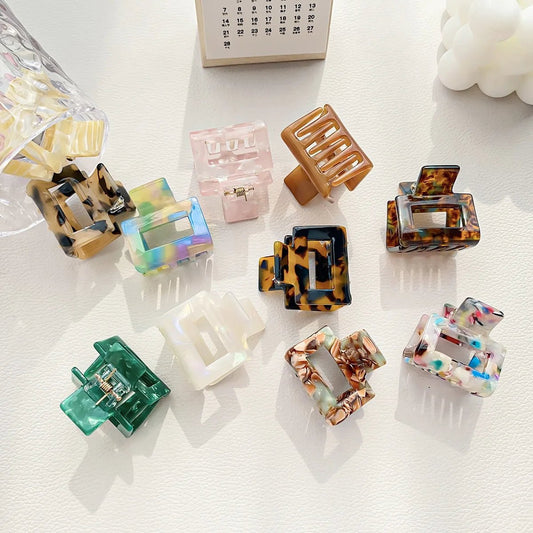 Muweordy Fashion Acetate Hollow Square Hair Claws Crab Hair Clips Marble Print Ponytail Shark Clip Barrettes Hair Accessories - PratSN
