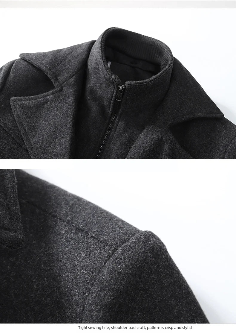 New 2025 Woolen Coat Men's Business Casual Fashionable Thickened Warm Extra Trendy Flow Fashion Jacket - PratSN