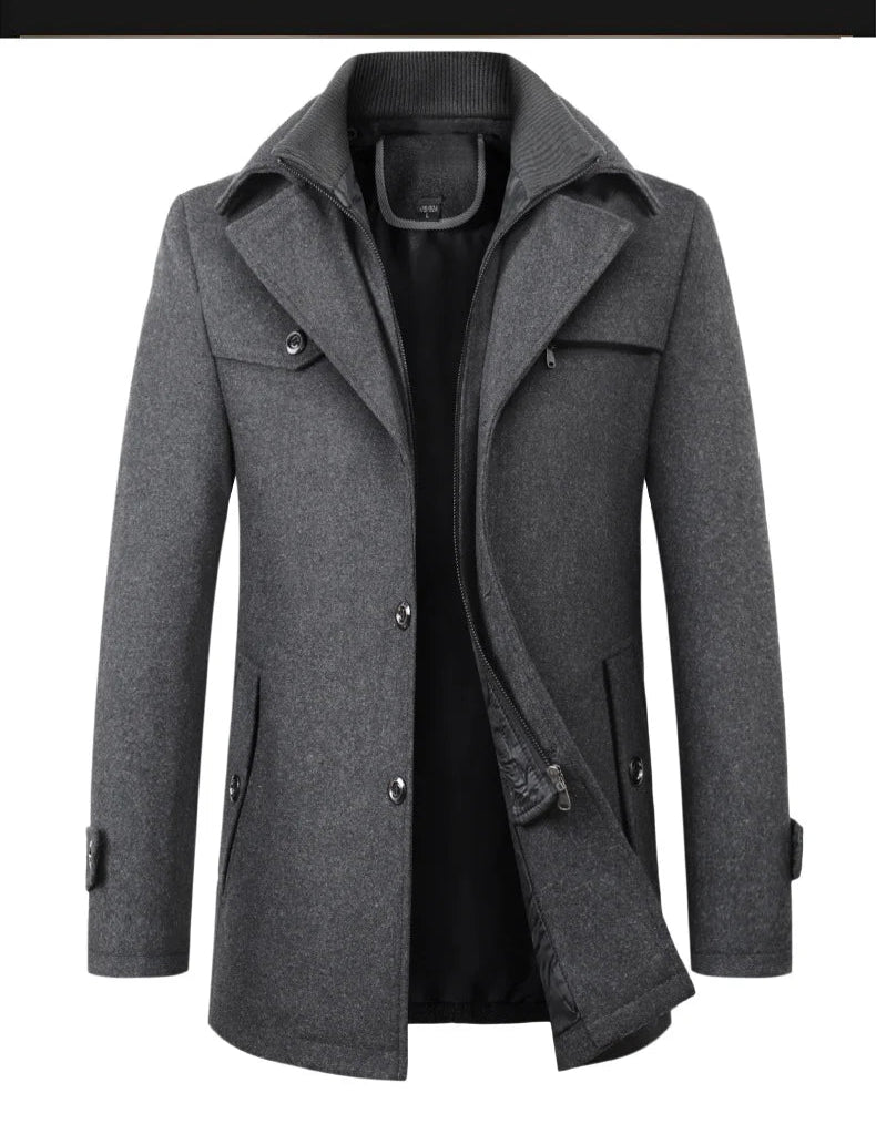 New 2025 Woolen Coat Men's Business Casual Fashionable Thickened Warm Extra Trendy Flow Fashion Jacket - PratSN