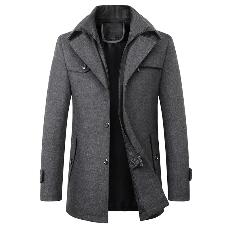 New 2025 Woolen Coat Men's Business Casual Fashionable Thickened Warm Extra Trendy Flow Fashion Jacket - PratSN