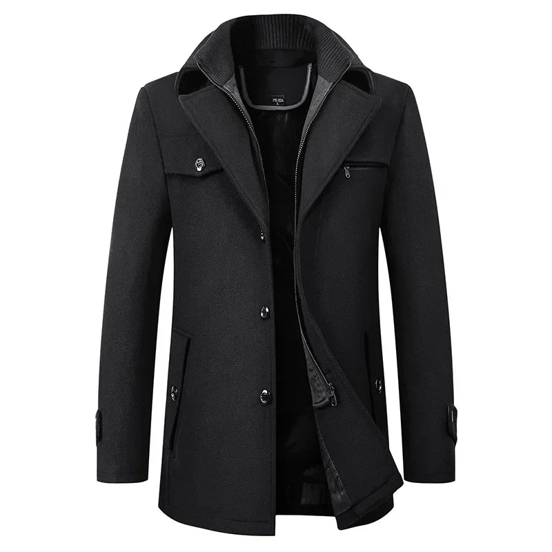 New 2025 Woolen Coat Men's Business Casual Fashionable Thickened Warm Extra Trendy Flow Fashion Jacket - PratSN