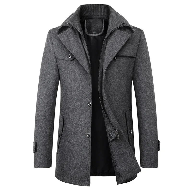 New 2025 Woolen Coat Men's Business Casual Fashionable Thickened Warm Extra Trendy Flow Fashion Jacket - PratSN