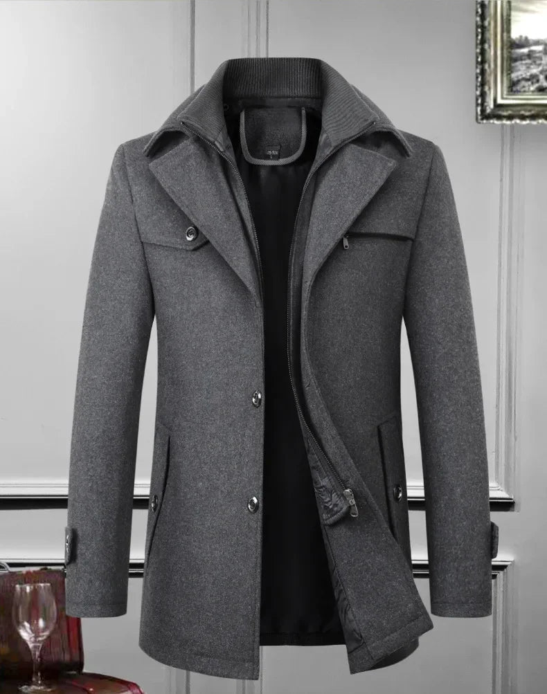 New 2025 Woolen Coat Men's Business Casual Fashionable Thickened Warm Extra Trendy Flow Fashion Jacket - PratSN