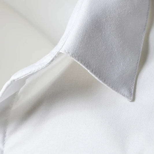 New Casual Soft Thin Mens Shirts Slim Fit Luxury Business Long Sleeve Shirt Male Lapels Outwear Streetwear - PratSN