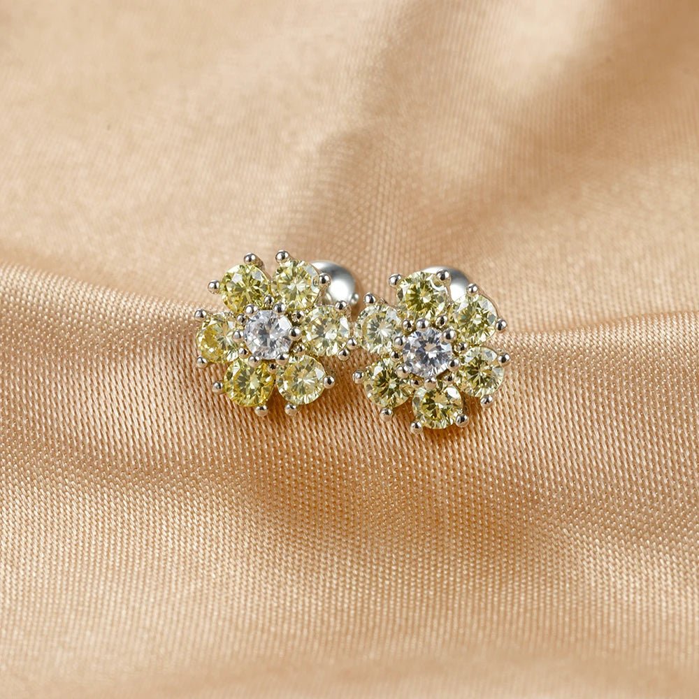 New Design Stainless Steel CZ Zircon Flowers Hoop Earring For Women Fashion Korean Pendant Piercing Earring Trendy Jewelry Gifts - PratSN