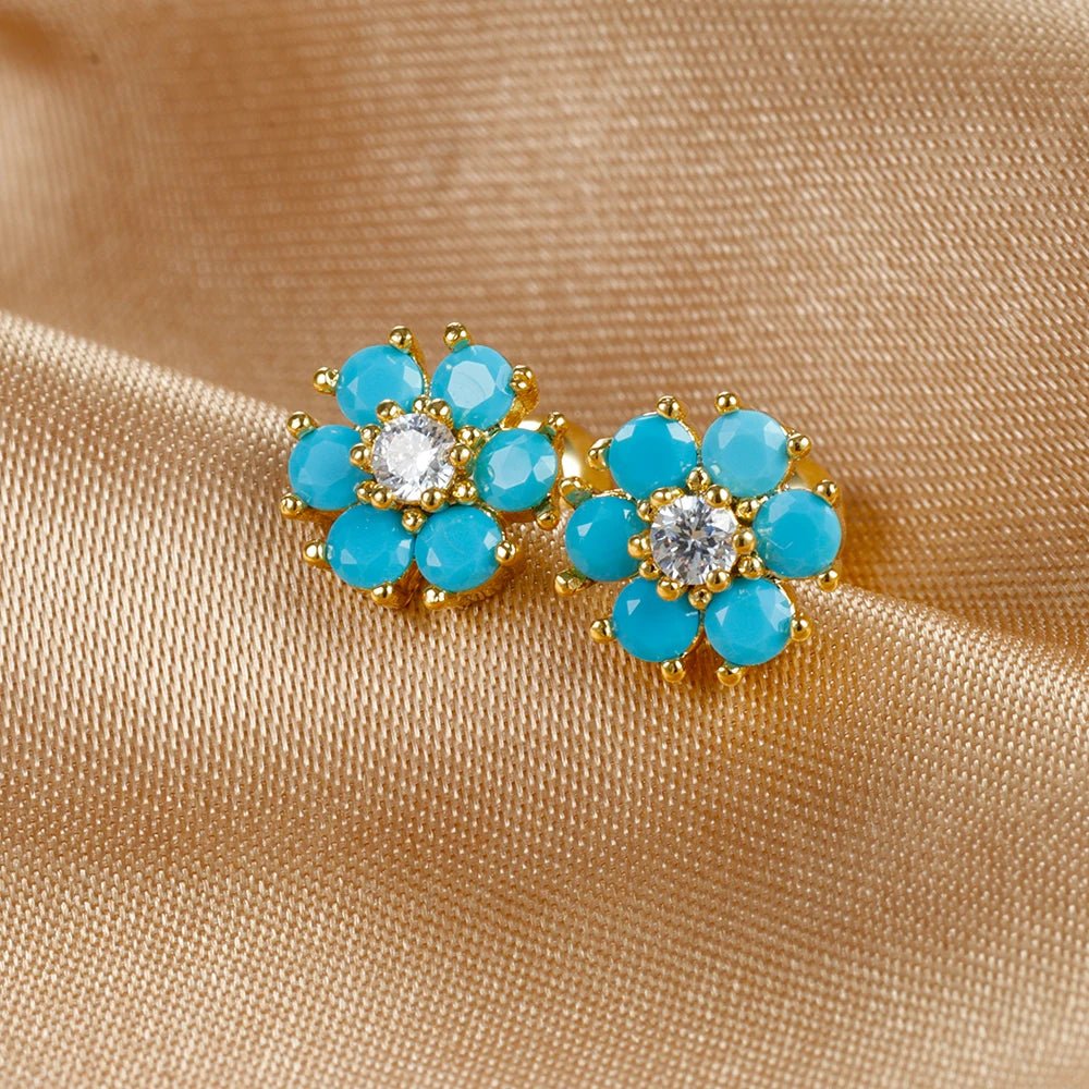 New Design Stainless Steel CZ Zircon Flowers Hoop Earring For Women Fashion Korean Pendant Piercing Earring Trendy Jewelry Gifts - PratSN