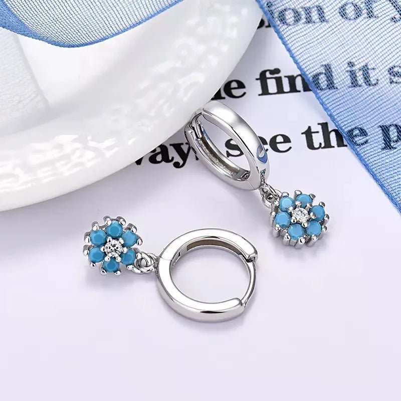 New Design Stainless Steel CZ Zircon Flowers Hoop Earring For Women Fashion Korean Pendant Piercing Earring Trendy Jewelry Gifts - PratSN