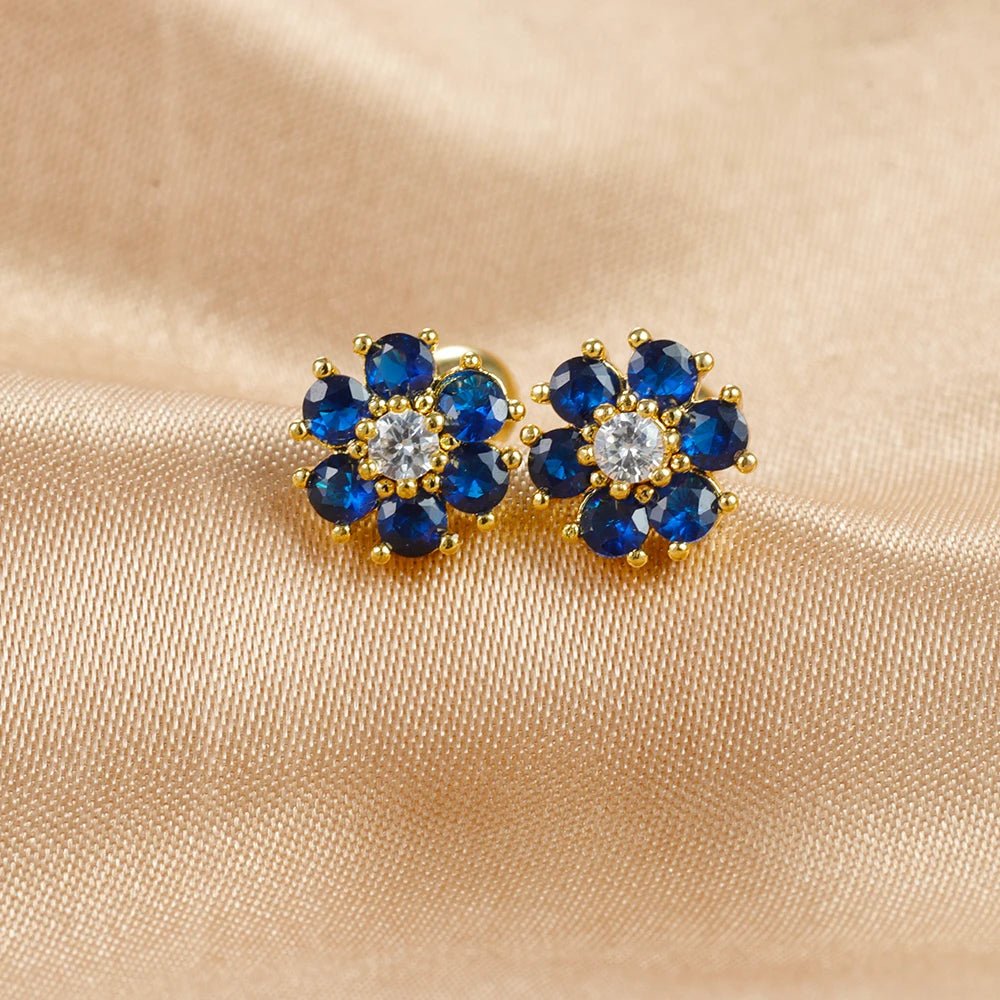 New Design Stainless Steel CZ Zircon Flowers Hoop Earring For Women Fashion Korean Pendant Piercing Earring Trendy Jewelry Gifts - PratSN