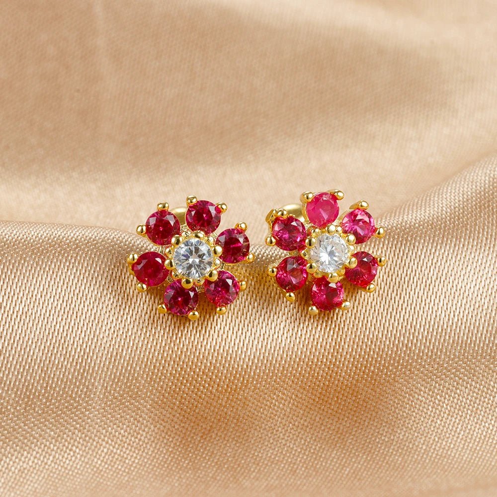 New Design Stainless Steel CZ Zircon Flowers Hoop Earring For Women Fashion Korean Pendant Piercing Earring Trendy Jewelry Gifts - PratSN