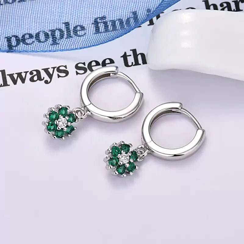 New Design Stainless Steel CZ Zircon Flowers Hoop Earring For Women Fashion Korean Pendant Piercing Earring Trendy Jewelry Gifts - PratSN