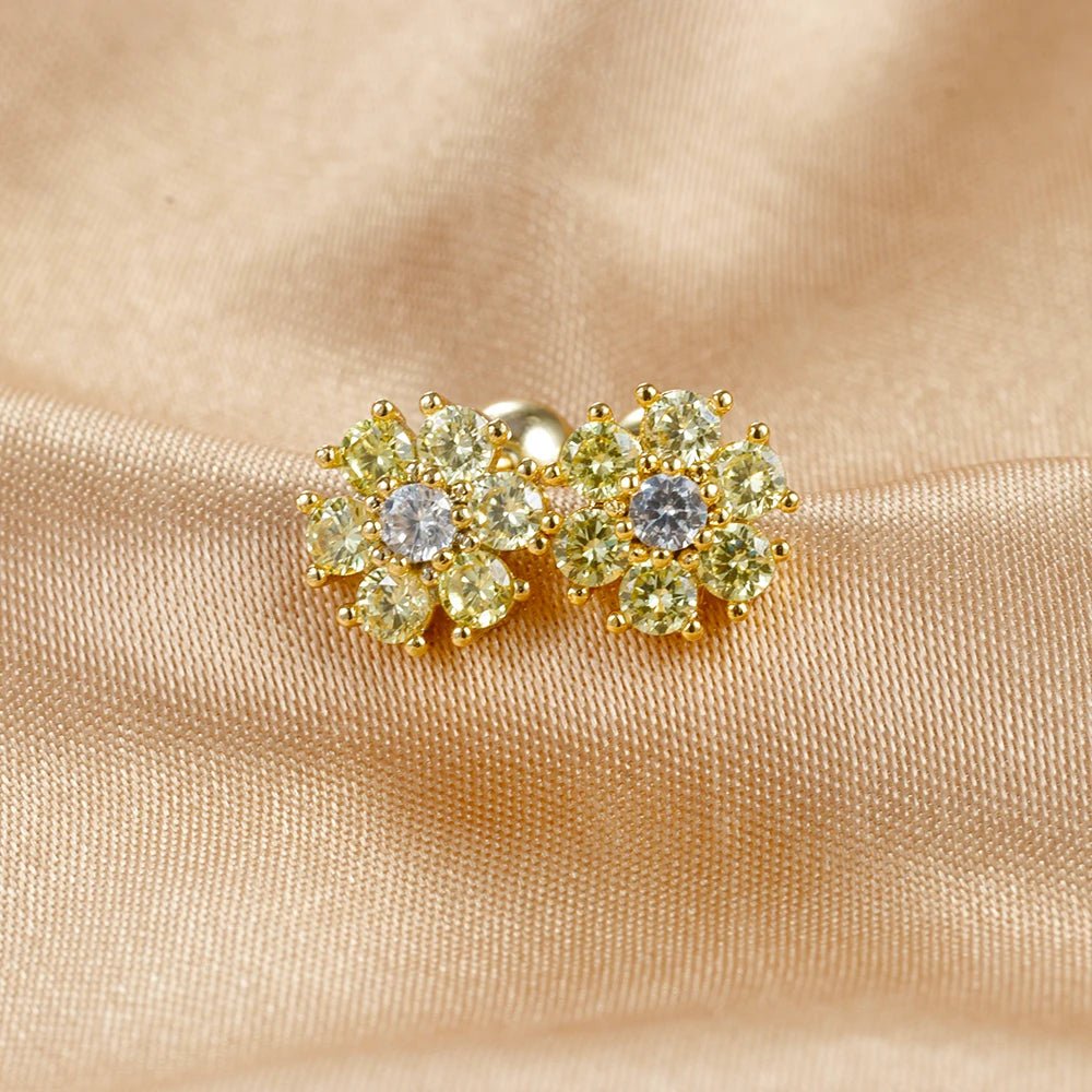 New Design Stainless Steel CZ Zircon Flowers Hoop Earring For Women Fashion Korean Pendant Piercing Earring Trendy Jewelry Gifts - PratSN