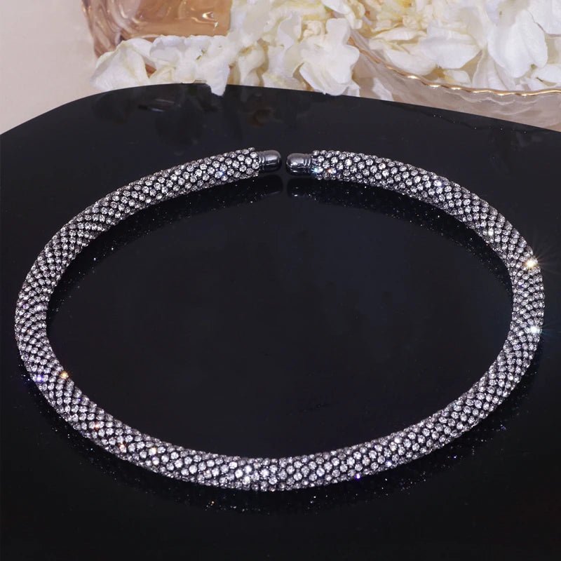 New Fashion Rhinestone Collar Choker Necklace for Women Exaggerated Simple Big Chunky Chain Necklace Torques Jewelry Accessories - PratSN