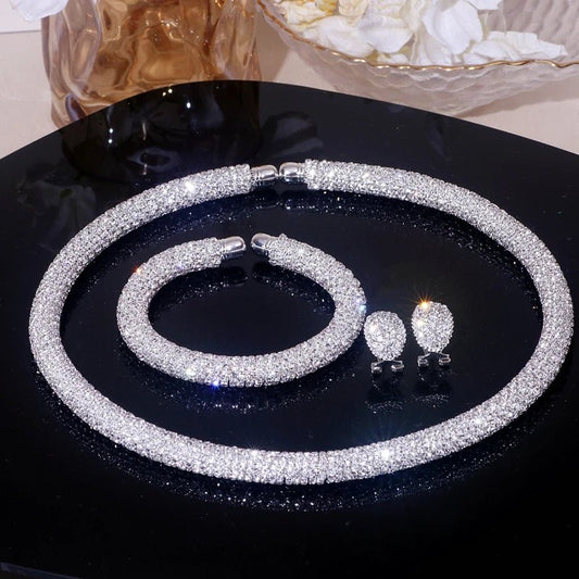 New Fashion Rhinestone Collar Choker Necklace for Women Exaggerated Simple Big Chunky Chain Necklace Torques Jewelry Accessories - PratSN