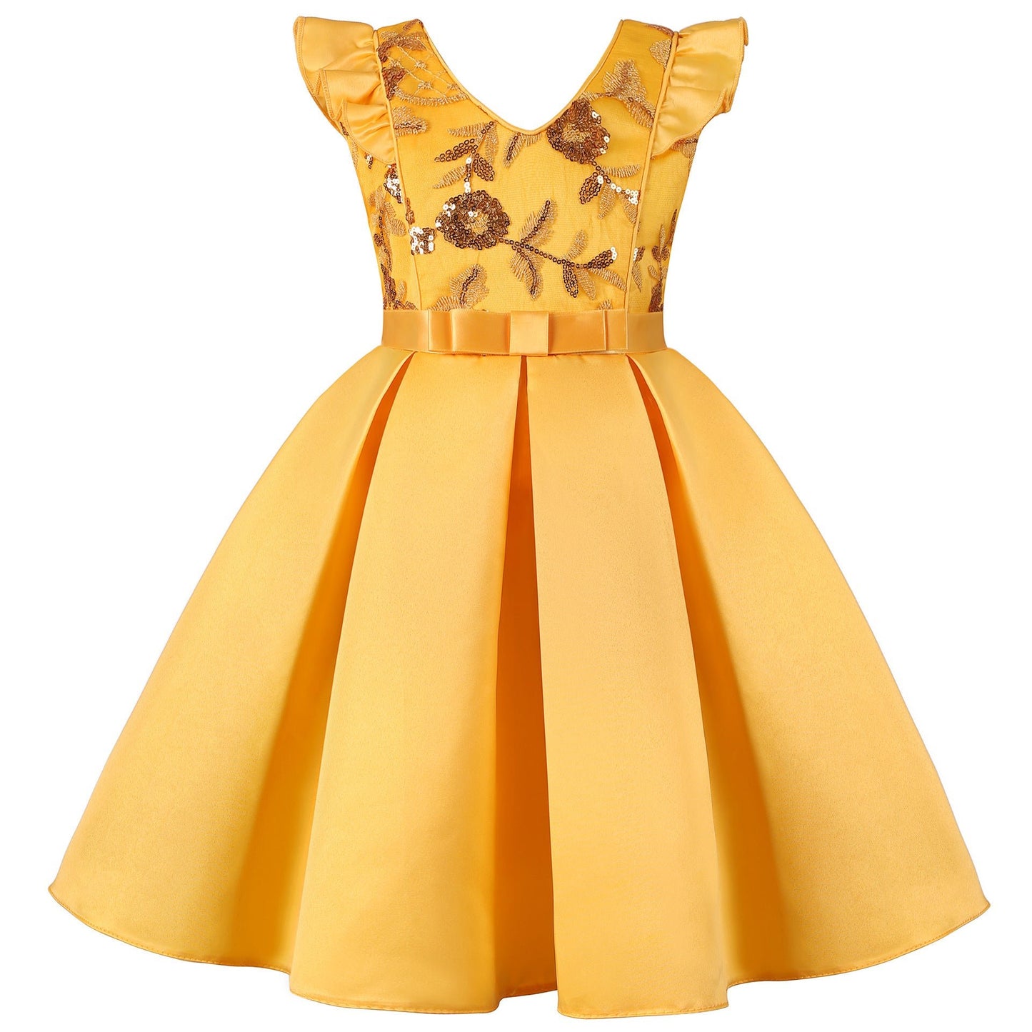 New Girls' Sequin Dress With Small Flying Sleeves - PratSN