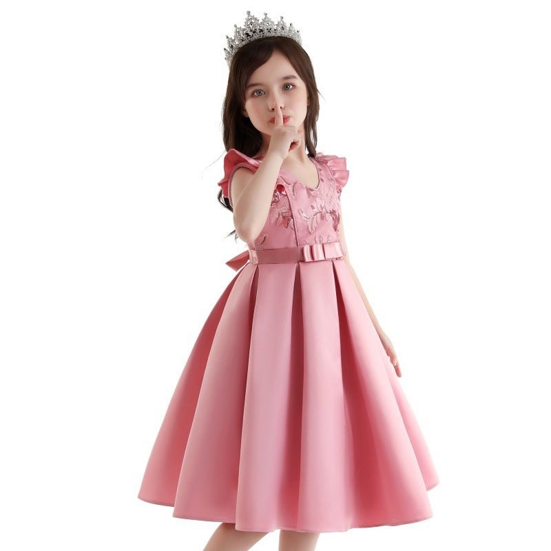 New Girls' Sequin Dress With Small Flying Sleeves - PratSN