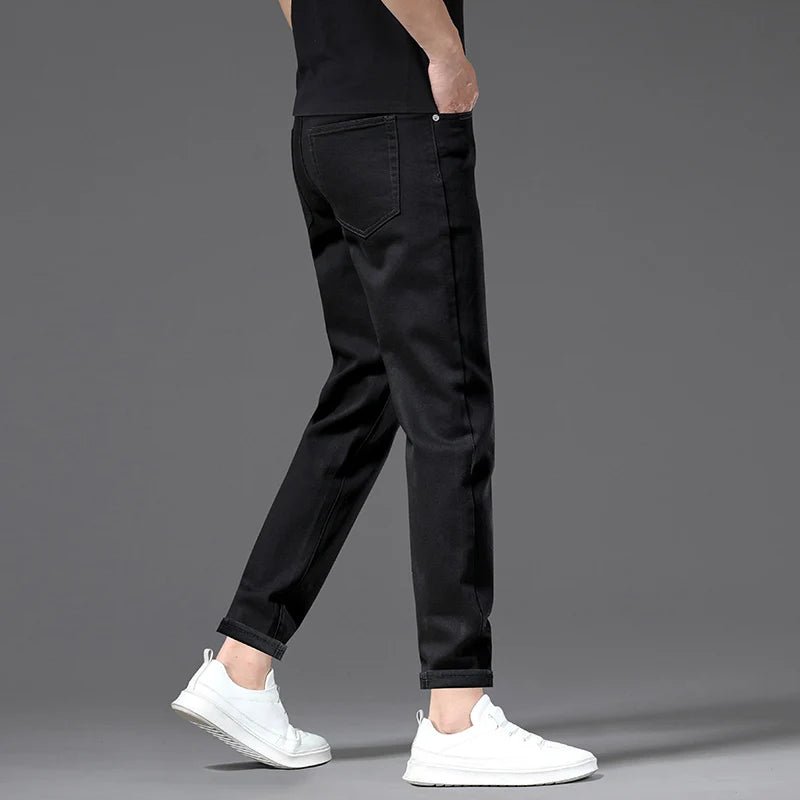 New High Quality Comfortable Breathable Cold Pure Black Straight Leg Formal Jeans - PratSN