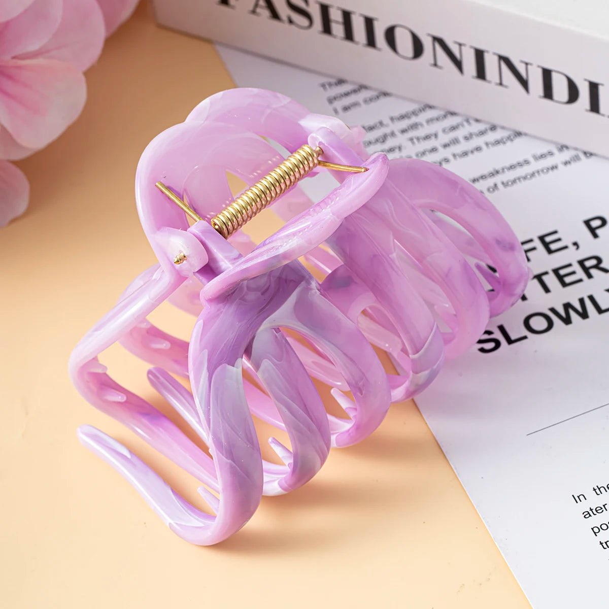 New Large Marble Stripes Pumpkin Hair Claws Crab Hairpins For Women Sweet Hair Clip Barrettes Headband Hair Accessories Styling - PratSN