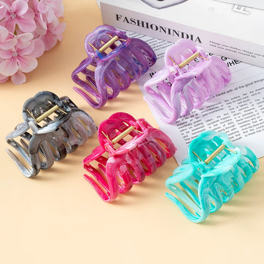 New Large Marble Stripes Pumpkin Hair Claws Crab Hairpins For Women Sweet Hair Clip Barrettes Headband Hair Accessories Styling - PratSN