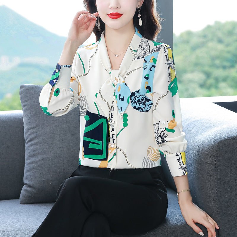 New Long Sleeved Bow Tie Women's Shirt - PratSN