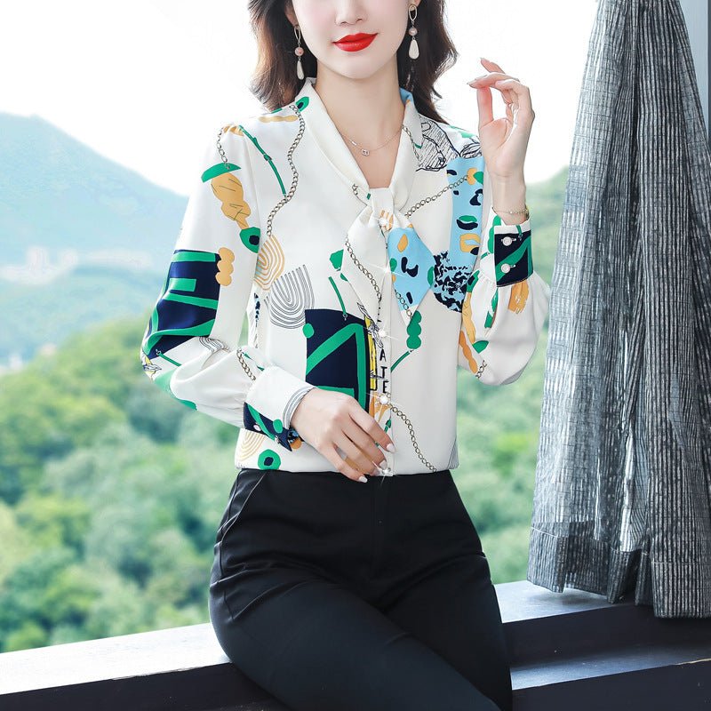 New Long Sleeved Bow Tie Women's Shirt - PratSN