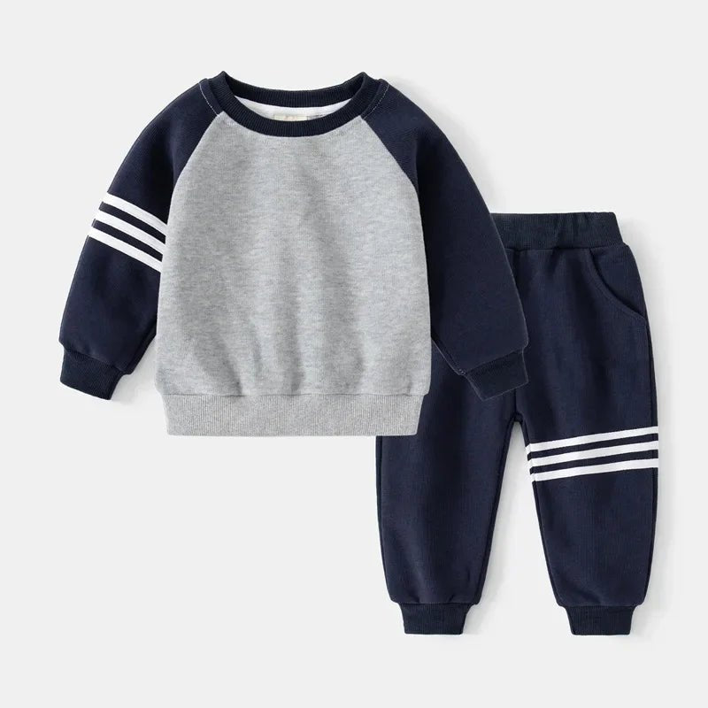 New Spring Autumn Children Clothes Set Color Patchwork Kids Boys Two - Piece Sets Children Boy Casual Tracksuit Outfits Tops Pants - PratSN
