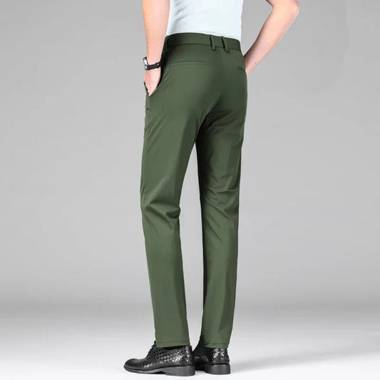 New Summer Men's Ice Silk High Stretch Business Suit Pants Male Army Green Blue Elastic Formal Office Straight Formal Trousers - PratSN