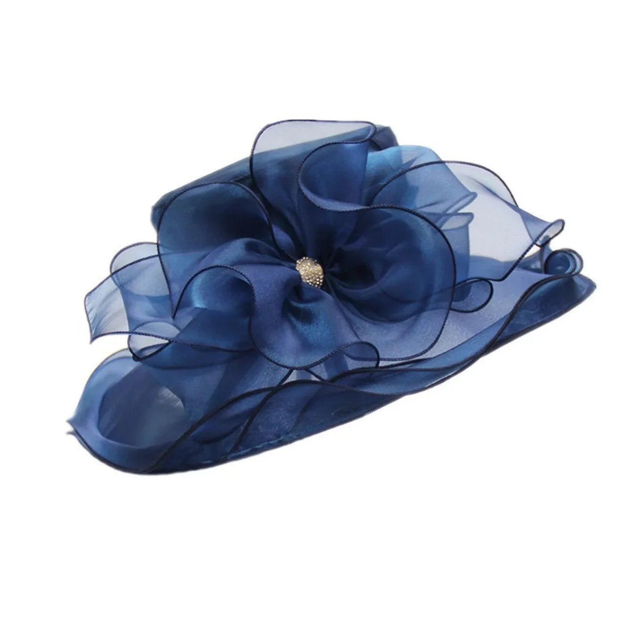 New Summer Women's Sun Hat Pure Color Flower Sunscreen Beach Hat Crystal Buckle Curl Edge Gift Hat Beach Accessory - PratSN