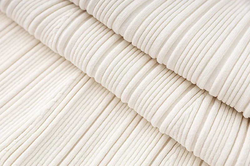 New Thread Casual Single - Breasted Waist Sheath French Knit Dress Long Sleeves Turn - down Collar Elastic Button Decoration - PratSN