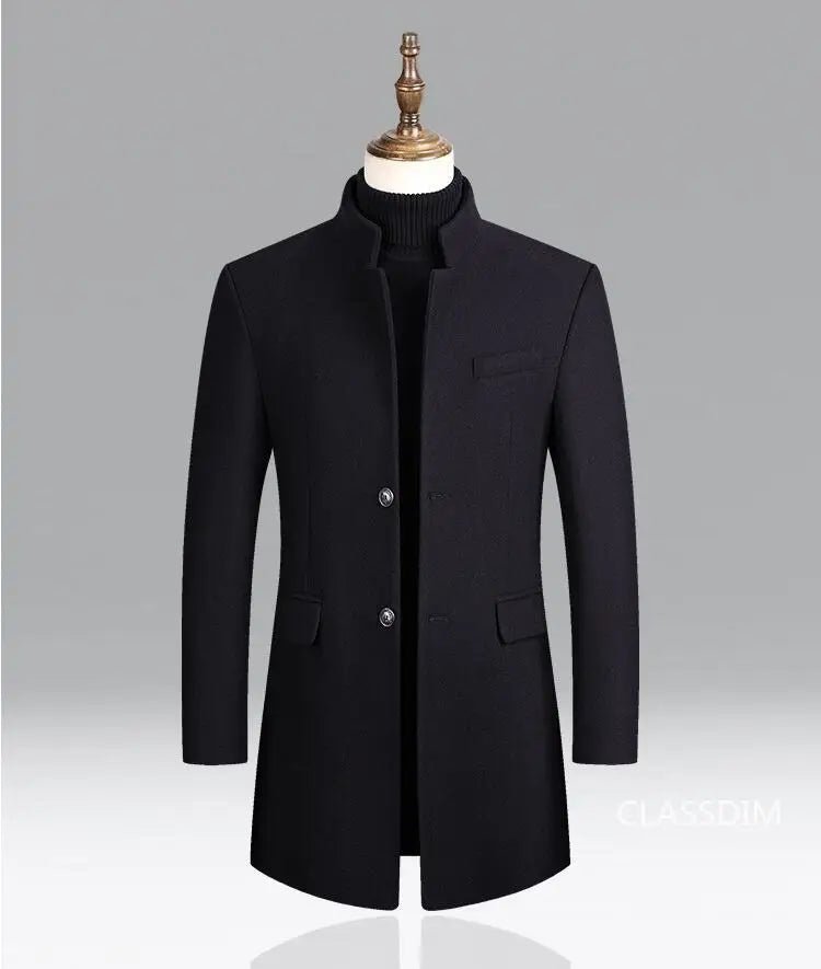New Winter Men Cashmere Woolen Blends Slim Trench Coats Long Warm Jackets High Quality Male Business Casual Trench Coats Size 4X - PratSN