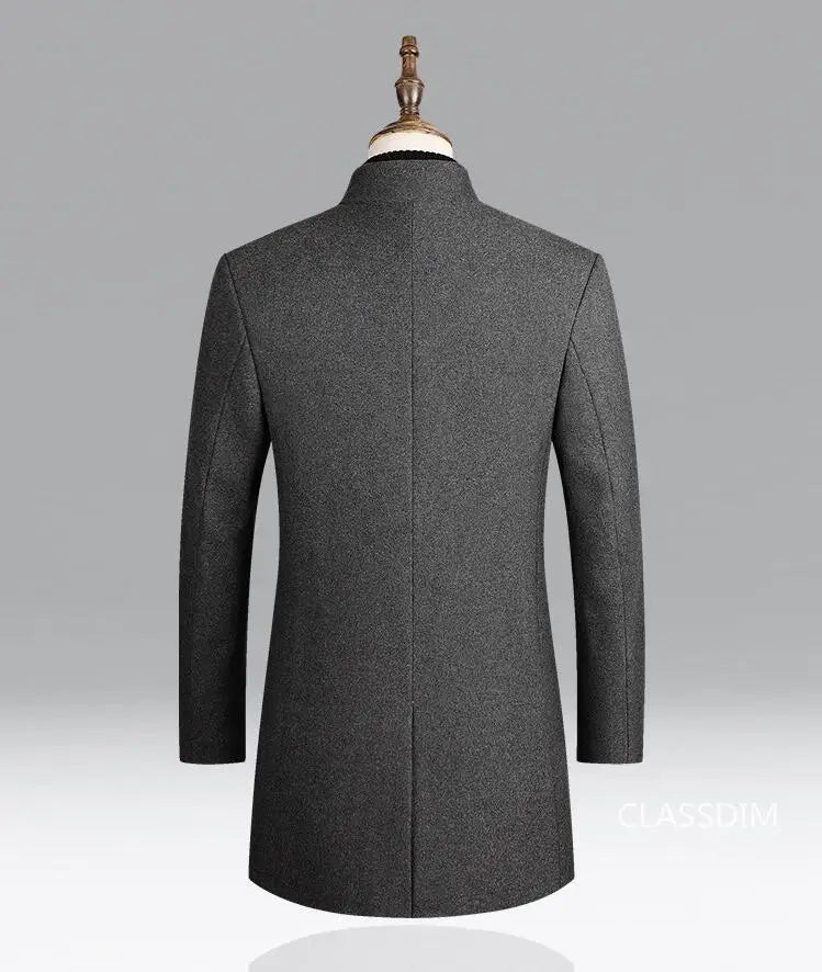 New Winter Men Cashmere Woolen Blends Slim Trench Coats Long Warm Jackets High Quality Male Business Casual Trench Coats Size 4X - PratSN