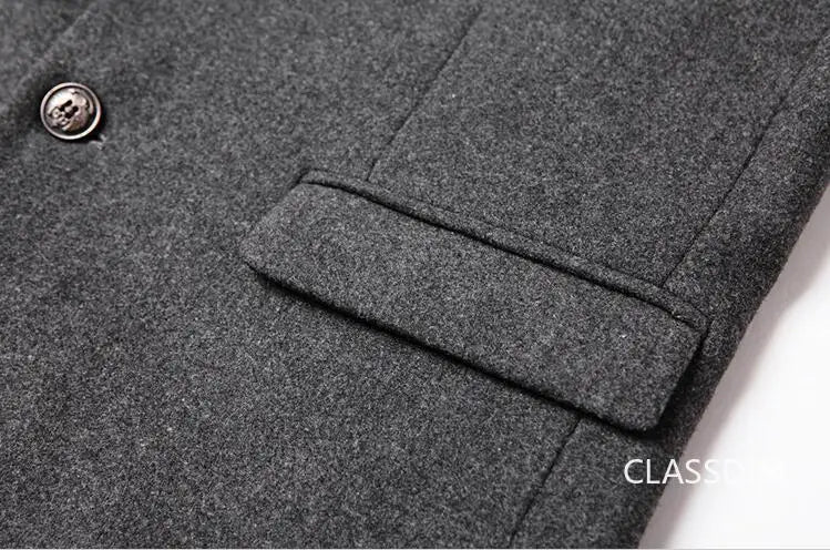 New Winter Men Cashmere Woolen Blends Slim Trench Coats Long Warm Jackets High Quality Male Business Casual Trench Coats Size 4X - PratSN