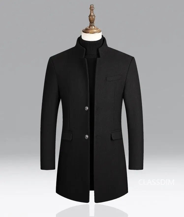 New Winter Men Cashmere Woolen Blends Slim Trench Coats Long Warm Jackets High Quality Male Business Casual Trench Coats Size 4X - PratSN
