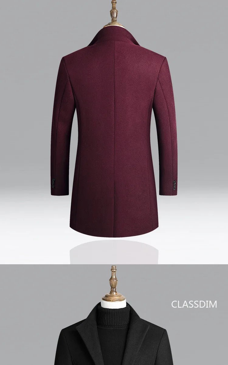 New Winter Men Cashmere Woolen Blends Slim Trench Coats Long Warm Jackets High Quality Male Business Casual Trench Coats Size 4X - PratSN
