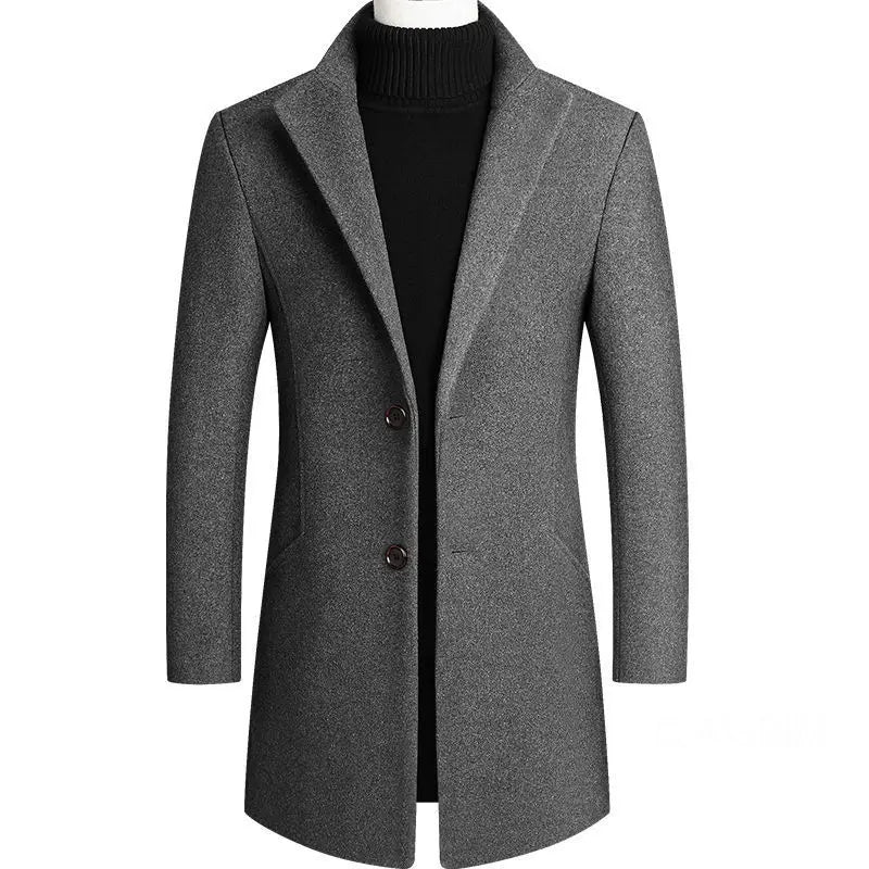 New Winter Men Cashmere Woolen Blends Slim Trench Coats Long Warm Jackets High Quality Male Business Casual Trench Coats Size 4X - PratSN