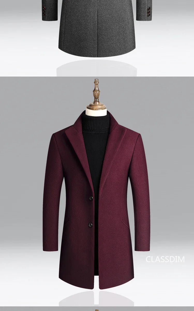 New Winter Men Cashmere Woolen Blends Slim Trench Coats Long Warm Jackets High Quality Male Business Casual Trench Coats Size 4X - PratSN