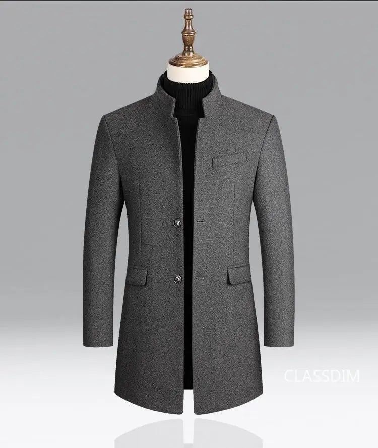 New Winter Men Cashmere Woolen Blends Slim Trench Coats Long Warm Jackets High Quality Male Business Casual Trench Coats Size 4X - PratSN
